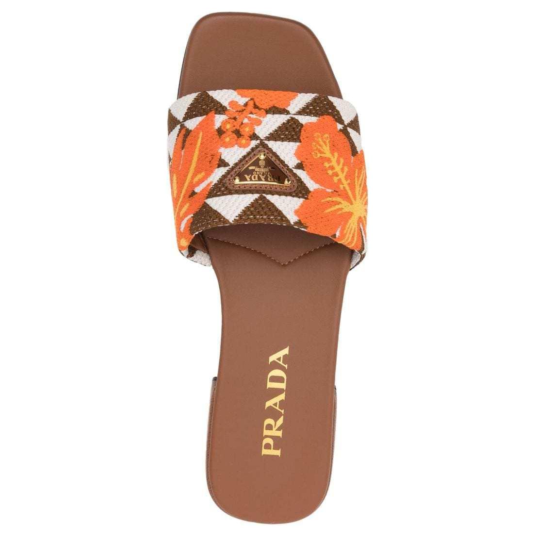 Purchase (Women) Prada Open Toe Flat Sandals 'Brown Fashion' 1XX652_CLJ_F0102_F_0I0U