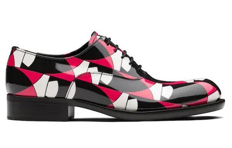 (W) Prada Oxford 'Geometric Print Patent Leather - Red White Black' 圖 2