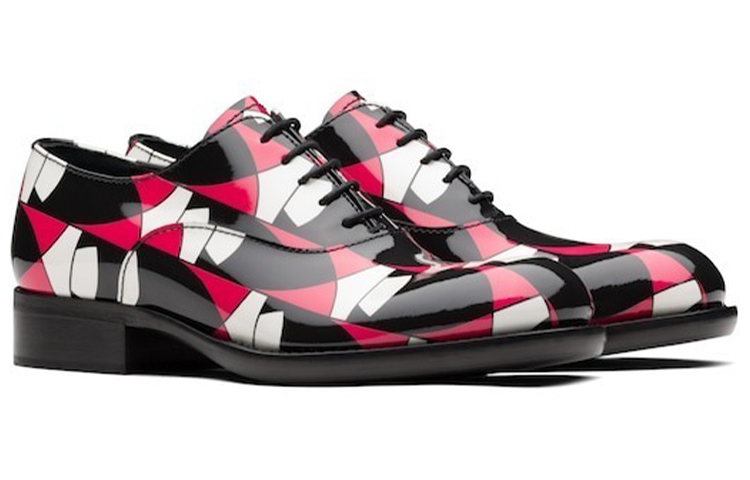 (W) Prada Oxford 'Geometric Print Patent Leather - Red White Black' 圖 3