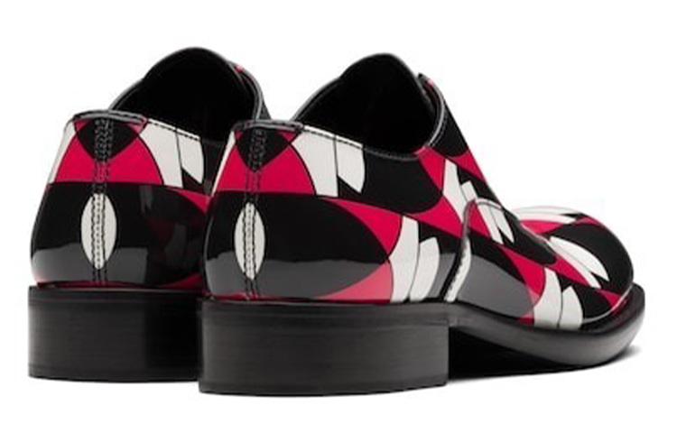 (W) Prada Oxford 'Geometric Print Patent Leather - Red White Black' 圖 4