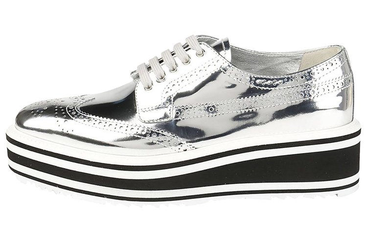 (Women) Prada Oxford Low-Top Platform 'Metallic Silver' 1E722E_6XE_F0118