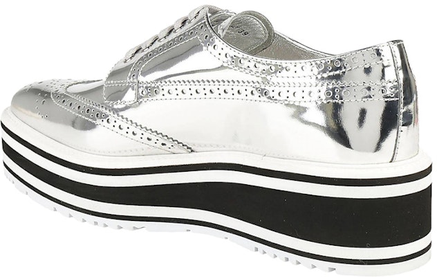 (W) Plataformas Prada Oxford Low-Top 'Plateado Metálico' 1E722E_6XE_F0118 Lookbook (W) Plataformas Prada Oxford Low-Top 'Plateado Metálico' 1E722E_6XE_F0118