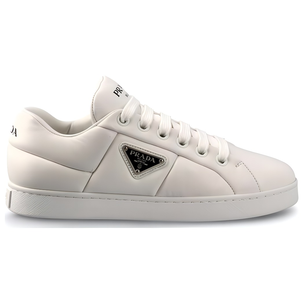 Order (W) 普拉达白色绗缝小牛皮运动鞋 1E204N_2DL8_F0009