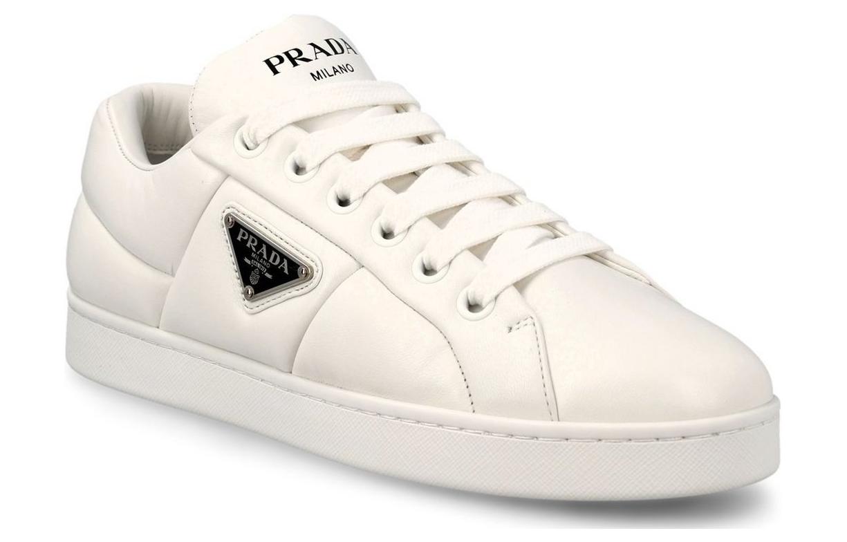 Lookbook (W) 普拉达白色绗缝小牛皮运动鞋 1E204N_2DL8_F0009