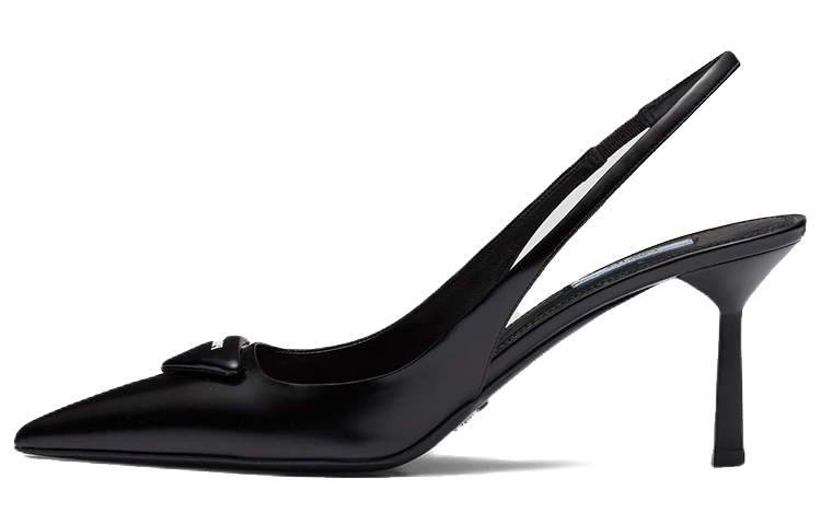 Buy (W) Prada Tacchi Slingback in Pelle Spazzolata con Logo Patch ''Nero'' 1I901M_055_F0002_F_075