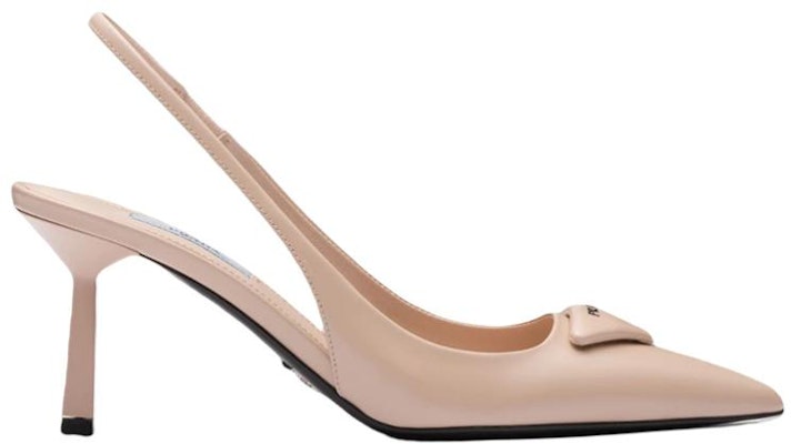 (Women) Prada Patched Logo Brushed Leather Slingback Heels 'Pink' 1I901M_055_F0236_F_075 Order (Women) Prada Patched Logo Brushed Leather Slingback Heels 'Pink' 1I901M_055_F0236_F_075