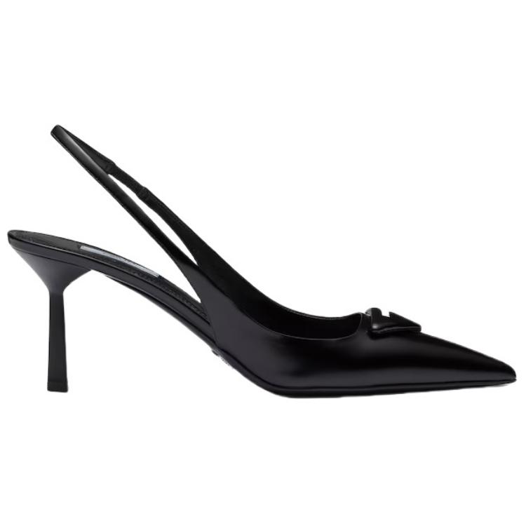 Order (W) Prada Tacchi Slingback in Pelle Spazzolata con Logo Patch ''Nero'' 1I901M_055_F0002_F_075