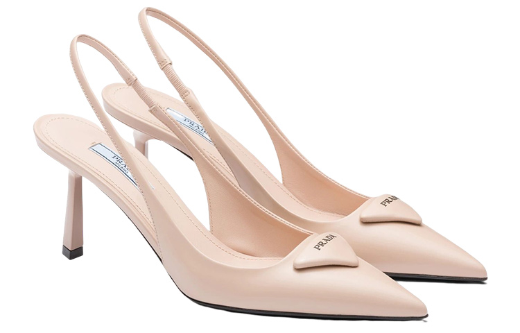 Lookbook (W) Prada Tacchi Slingback in Pelle Spazzolata con Logo Patch ''Rosa'' 1I901M_055_F0236_F_075