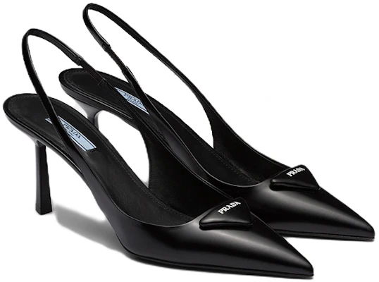 (W) Prada Tacchi Slingback in Pelle Spazzolata con Logo Patch ''Nero'' 1I901M_055_F0002_F_075 Lookbook (W) Prada Tacchi Slingback in Pelle Spazzolata con Logo Patch ''Nero'' 1I901M_055_F0002_F_075