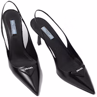 Shop PRADA 皮革 露跟時尚 細跟 高跟鞋 女款 黑色