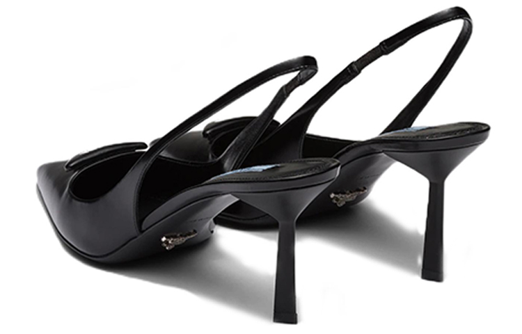 Purchase (W) Prada Tacchi Slingback in Pelle Spazzolata con Logo Patch ''Nero'' 1I901M_055_F0002_F_075