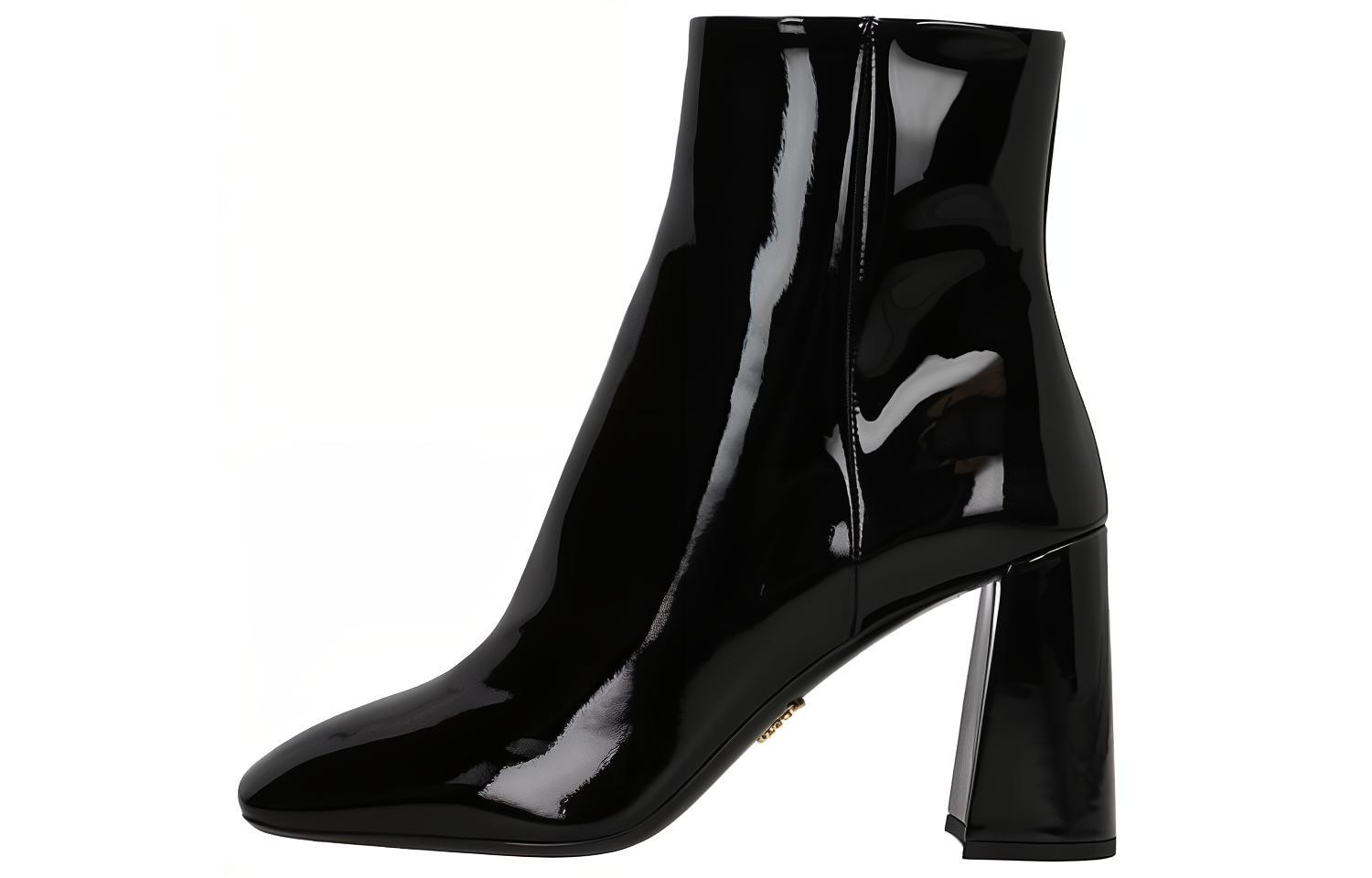(W) Prada Patent Leather Ankle Boots 'Black'