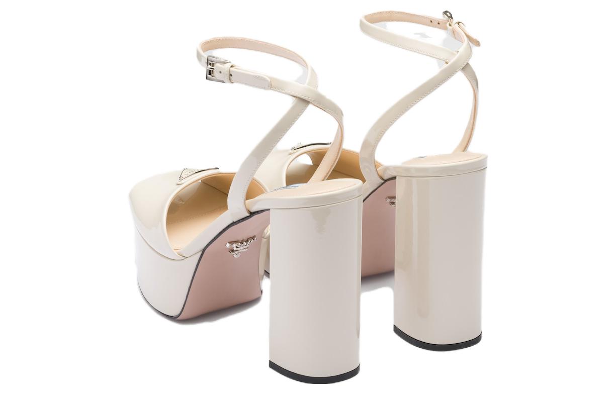 (W) Prada Patent Leather Buckle High-Heel 'Ivory White Sandal' 圖 4
