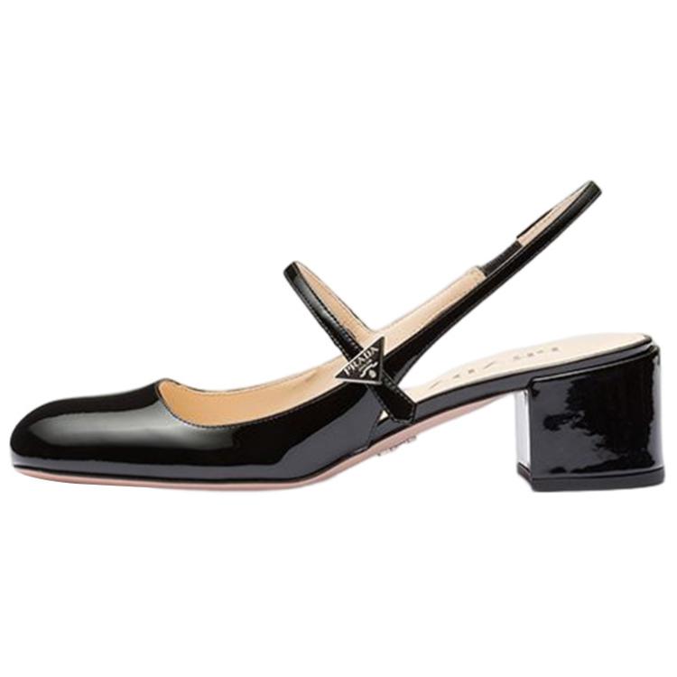(Women) Prada Patent Leather Chunky Heel Pumps 'Fashion Logo Black' 1I161N_069_F0002_F_045