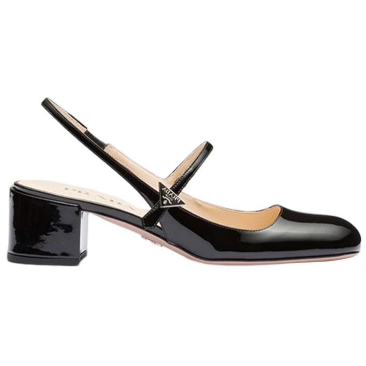 Order (W) Zapatos Prada de Tacón Grueso en Charol Negro con Logo de Moda. 1I161N_069_F0002_F_045