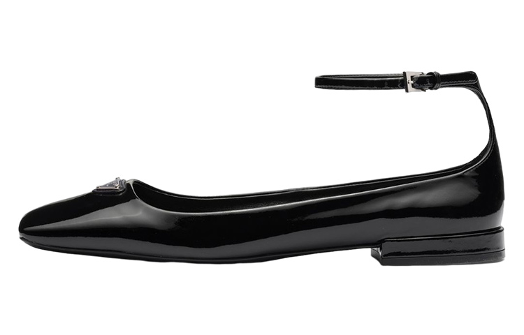 (Women) Prada Patent Leather Flat with Fashion Buckle 'Black' 1F036N_069_F0002_F_010