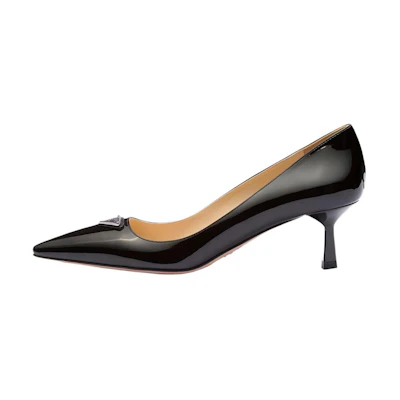 (W) Prada Patent Leather High Heels 'Metal Logo'