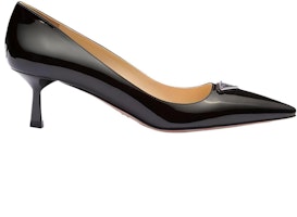 PRADA 亮面 金属鑄字標誌飾 高跟鞋 5.5cm 女款 黑色 Order PRADA 亮面 金属鑄字標誌飾 高跟鞋 5.5cm 女款 黑色