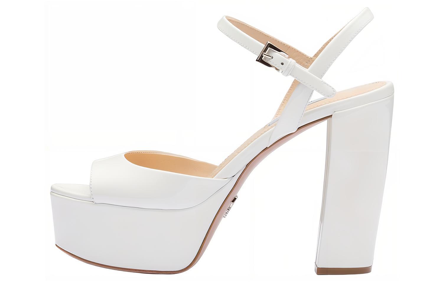 (W) Prada Patent Leather Platform High-Heel Sandals 'White'