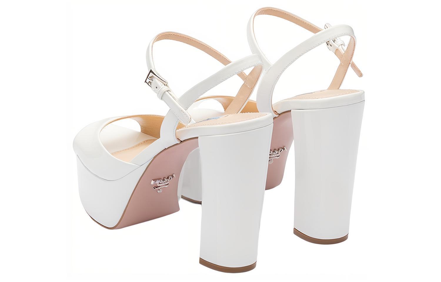 (W) Prada Patent Leather Platform High-Heel Sandals 'White' 圖 3