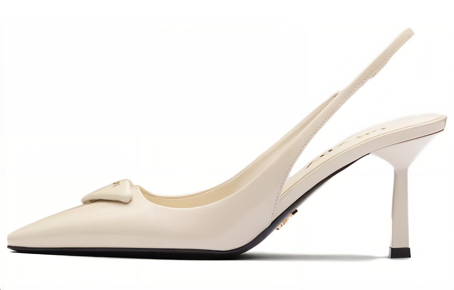 (Women) Prada Patent Leather Pointed-Toe Buckle Stiletto High Heels 'White' 1I901M_JHR_F0304_F_A075