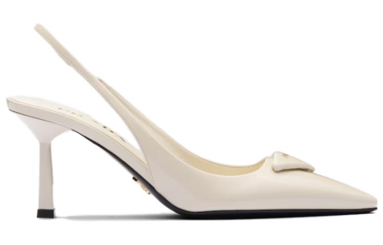Order (W) Escarpins Prada Talons Aiguille Blancs en Cuir Verni à Boucle et Bout Pointu 1I901M_JHR_F0304_F_A075