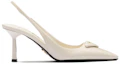 Order (W) Escarpins Prada Talons Aiguille Blancs en Cuir Verni à Boucle et Bout Pointu 1I901M_JHR_F0304_F_A075