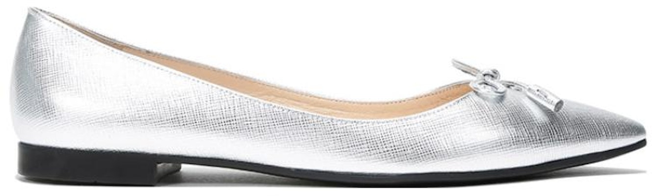 (Women) Prada Patent Leather Pointed Toe Flats 'Silver' 1F599L_3KGD_F0118_F_012 Order (Women) Prada Patent Leather Pointed Toe Flats 'Silver' 1F599L_3KGD_F0118_F_012