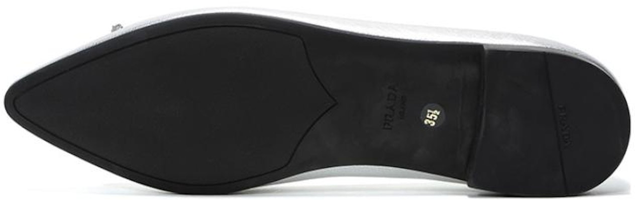 (Women) Prada Patent Leather Pointed Toe Flats 'Silver' 1F599L_3KGD_F0118_F_012 Details for (Women) Prada Patent Leather Pointed Toe Flats 'Silver' 1F599L_3KGD_F0118_F_012