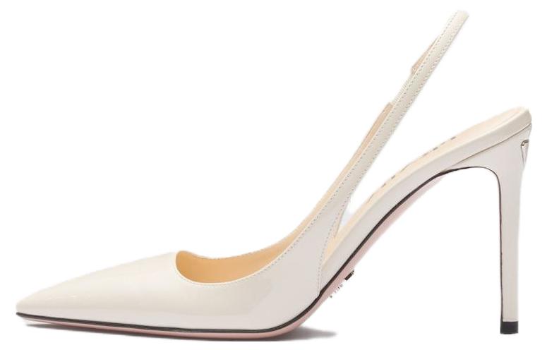 (Women) Prada Patent Leather Pointed Toe Slingback Stiletto 'Ivory White' 1I164N_069_F0304_F_095