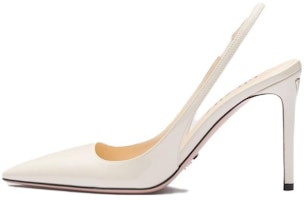 (Women) Prada Patent Leather Pointed Toe Slingback Stiletto 'Ivory White' 1I164N_069_F0304_F_095 (Women) Prada Patent Leather Pointed Toe Slingback Stiletto 'Ivory White' 1I164N_069_F0304_F_095