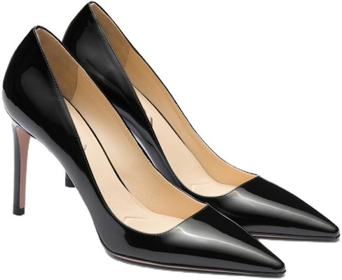 (Women) Prada Patent Leather Pointed Toe Stiletto High Heels 'Black' 9.5cm 1I166N_069_F0002_F_095 Order (Women) Prada Patent Leather Pointed Toe Stiletto High Heels 'Black' 9.5cm 1I166N_069_F0002_F_095