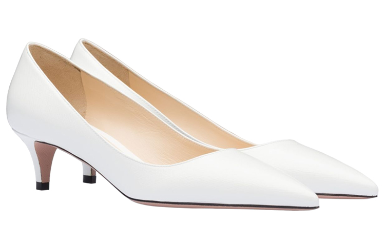 (W) Prada Patent Leather Pointed Toe Stiletto Mid-Heels 'White' 圖 2