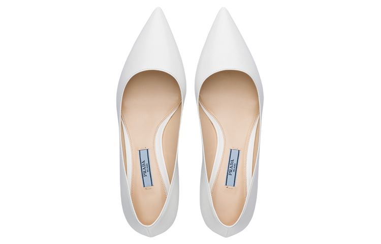 (W) Prada Patent Leather Pointed Toe Stiletto Mid-Heels 'White' 圖 3