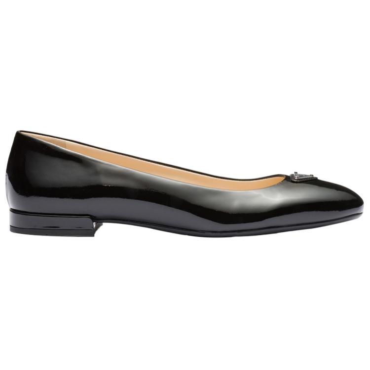 Order (W) Prada Leder Slipper Rundzehner Schwarz Damen Flats 1F200N_069_F0002_F_015