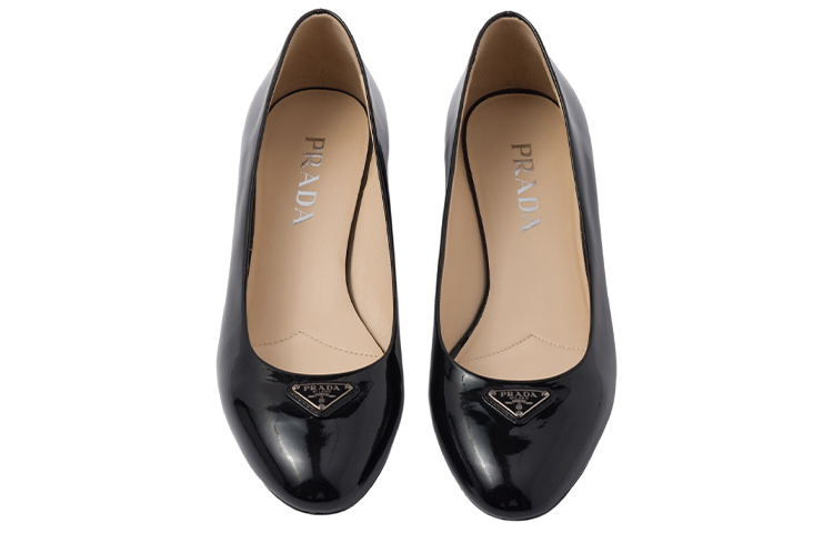 Shop (W) Prada Leder Slipper Rundzehner Schwarz Damen Flats 1F200N_069_F0002_F_015