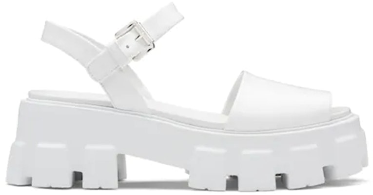 (W) Sandal Kulit Patent Prada 'Putih' 1X526M_055_F0009_F_D055 Order (W) Sandal Kulit Patent Prada 'Putih' 1X526M_055_F0009_F_D055