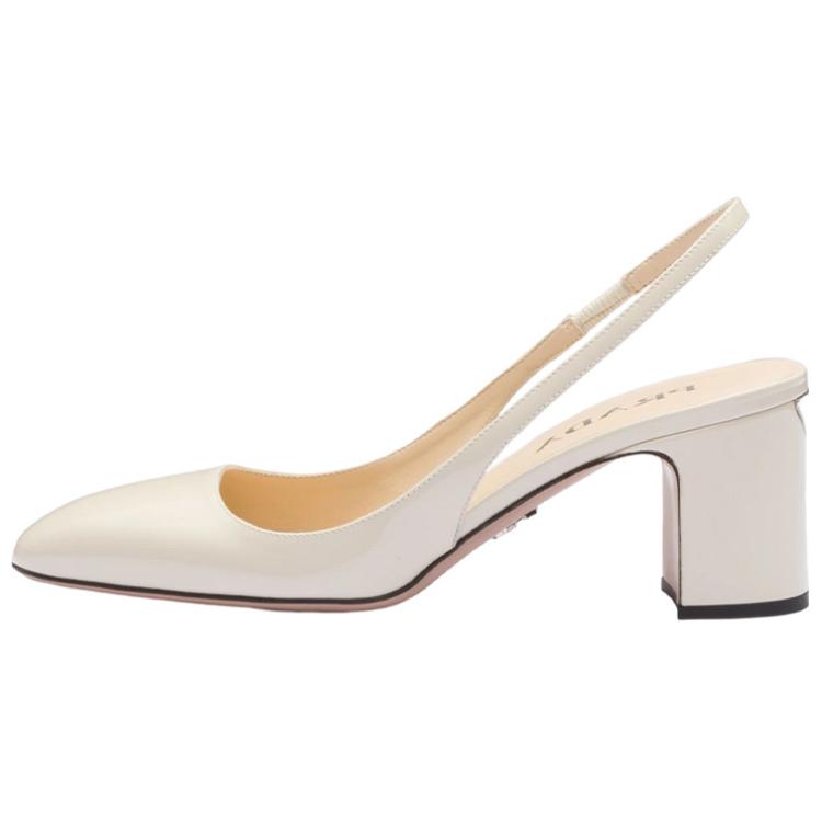 Buy (W) Prada Leren Slip-On Rondneus Blokhak ''Ivory'' 1I173N_069_F0304_F_065