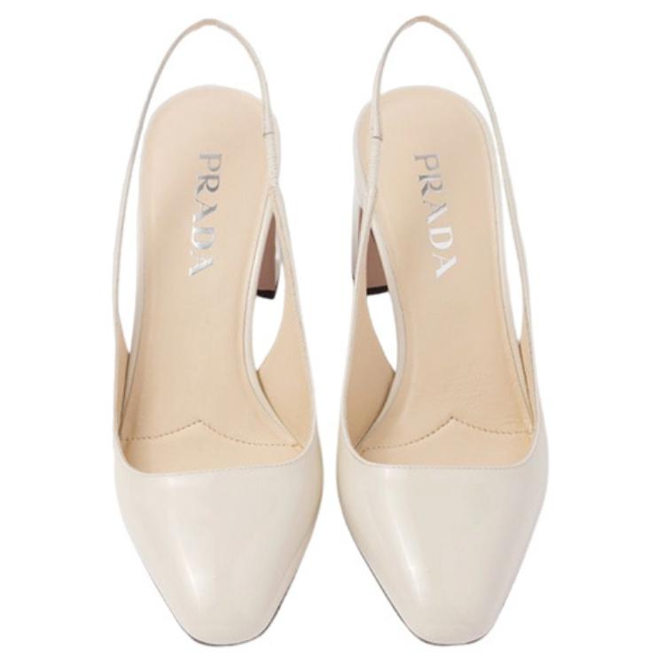Shop (W) Prada Leren Slip-On Rondneus Blokhak ''Ivory'' 1I173N_069_F0304_F_065