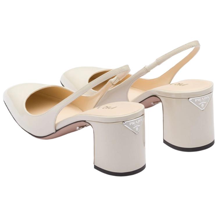 Purchase (W) Prada Leren Slip-On Rondneus Blokhak ''Ivory'' 1I173N_069_F0304_F_065