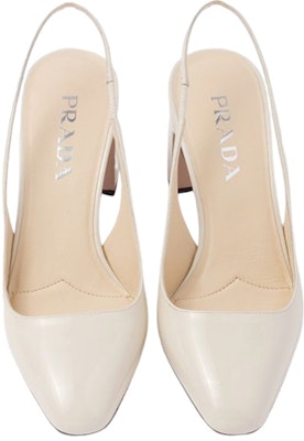 (W) Prada Sepatu Hak Balok Kulit Mengkilap Slip-On 'Ivory' 1I173N_069_F0304_F_065 Lookbook (W) Prada Sepatu Hak Balok Kulit Mengkilap Slip-On 'Ivory' 1I173N_069_F0304_F_065