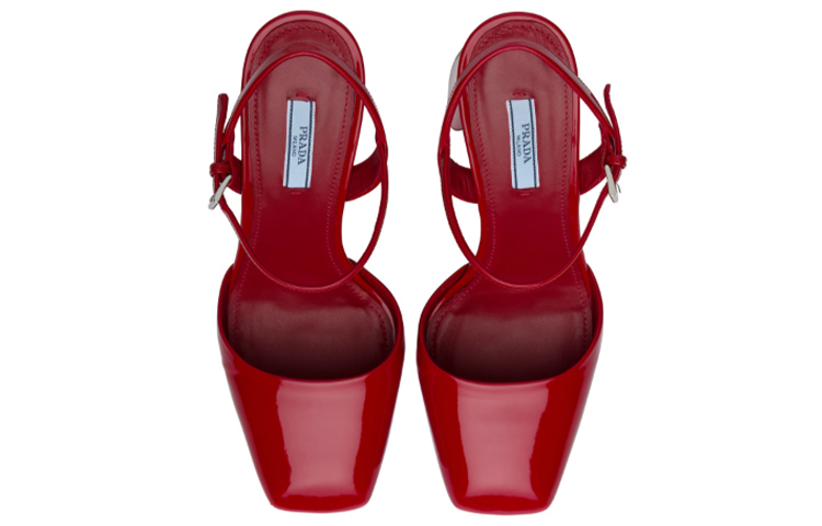 Buy (Women) Prada Patent Leather Square-Toe High Heels 'Red