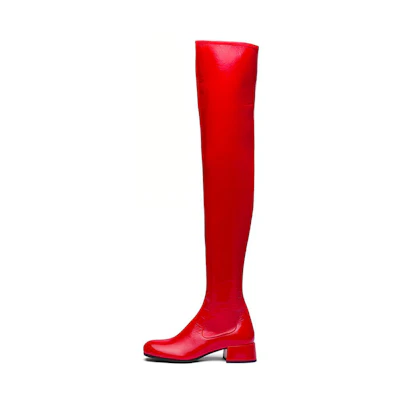 (W) Prada Patent Leather Tall Boots 'Red'