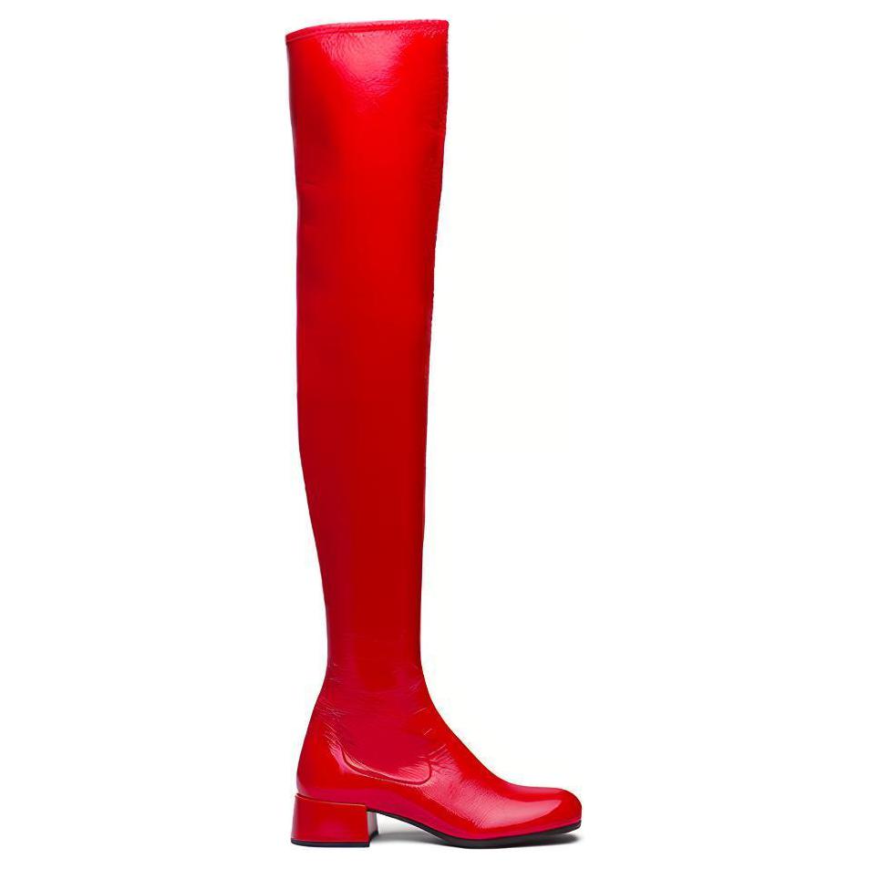 (W) Prada Patent Leather Tall Boots 'Red' 圖 2