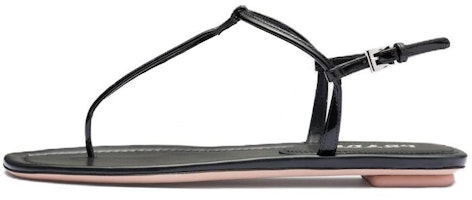(Women) Prada Patent Leather Thong Buckle Black 'Fashion Sandals' 1Y558B_JHR_F0002_F_005 (Women) Prada Patent Leather Thong Buckle Black 'Fashion Sandals' 1Y558B_JHR_F0002_F_005
