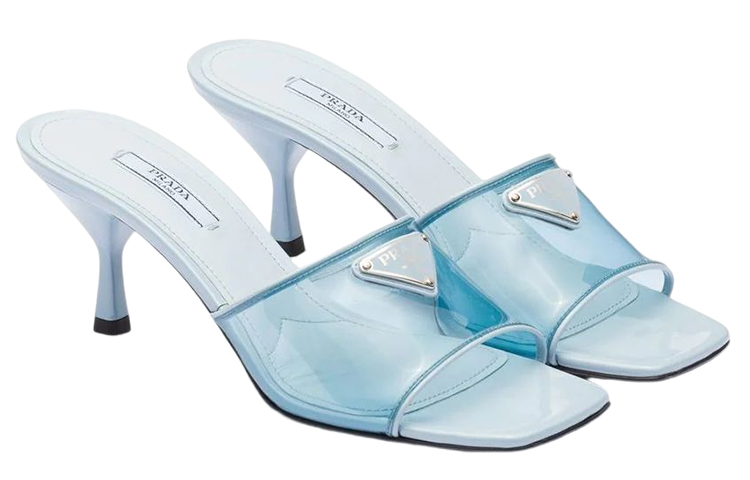 Order (W) Sandalias de Tacón Prada de Cuero Charol Logo Triángulo 'Azul Moda' 1XX644_3N09_F0076_F_065