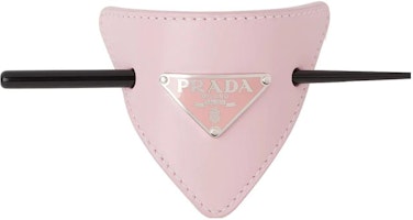 (Women) PRADA Pink Triangle Logo Leather Hair Clip for Women. 1IF0048NQF0WZT (Women) PRADA Pink Triangle Logo Leather Hair Clip for Women. 1IF0048NQF0WZT