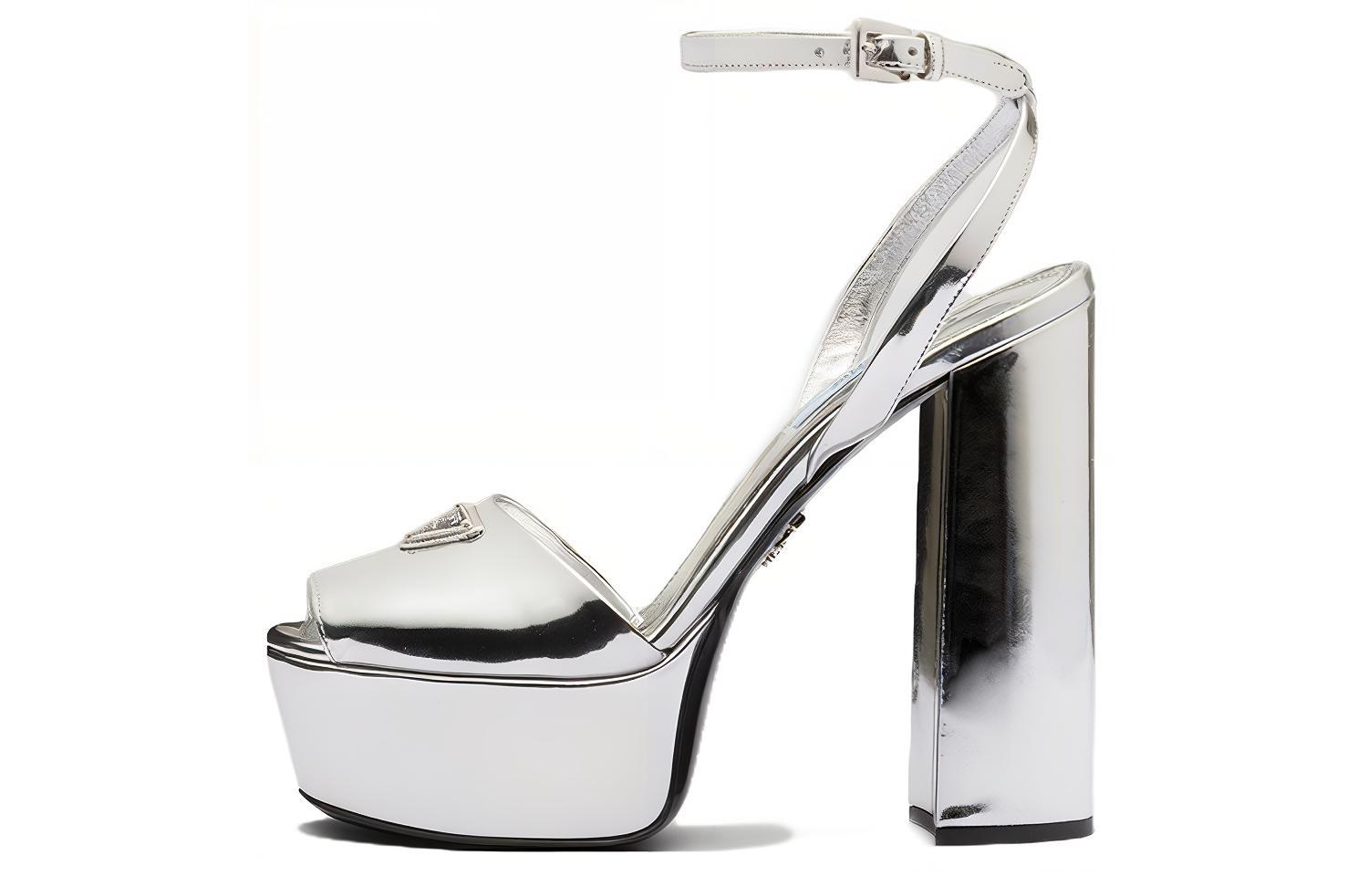 (W) Prada Platform Fashion Sandals 'Silver Leather'
