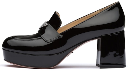 PRADA 普拉達 亮皮厚底高跟鞋 女款 黑色 Buy PRADA 普拉達 亮皮厚底高跟鞋 女款 黑色