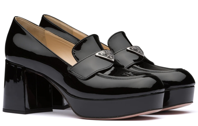 Order (W) Prada Kasut Tumit Tinggi Platform 'Hitam Berkilat' 1D018M_069_F0002_F_070